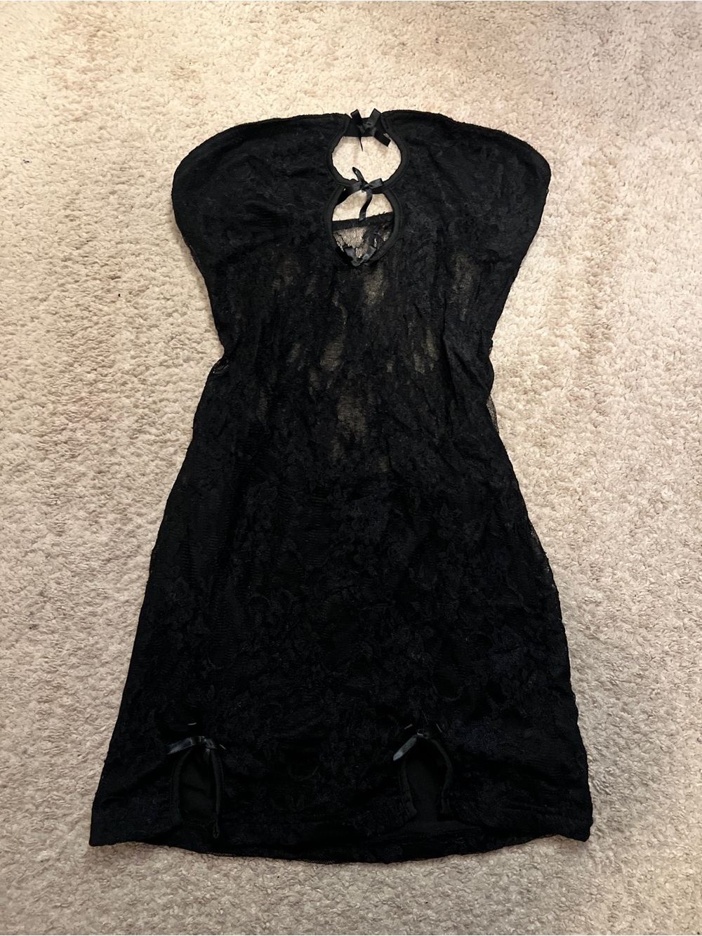 Black Lace Keyhole Mini Dress